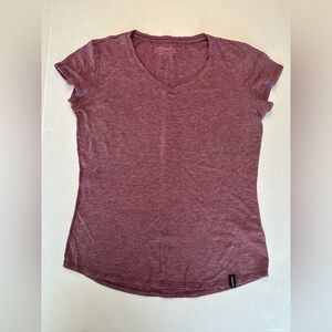 Duckworth Women’s V-Neck Vapor Wool Blend Tee T-shirt Purple Marled Size XS